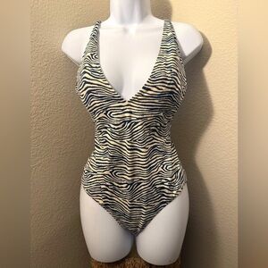 H&M Women's Zebra Animal Print and Black/White Swimsuit-one-piece